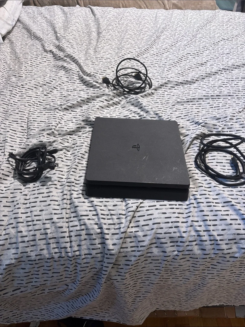 Sony PlayStation Slim Console in Black with Cables